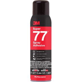 3M Super 77 Multipurpose Permanent Spray Adhesive Glue, Paper, Cardboard, Fabric, Plastic, Metal, Wood, Net Wt 13.44 oz