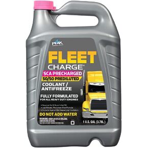 PEAK Fleet Charge SCA مشحون مسبقًا بنسبة 50/50 مضاد للتجمد ومبرد لجميع أنظمة تبريد المحركات شديدة التحمل، 1 جالون.