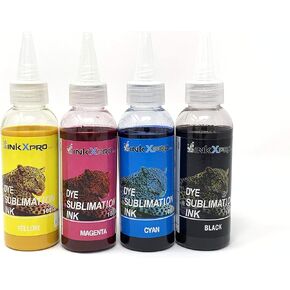 INKXPRO 4 X 100ml Professional True Color Sublimation Ink Refills for EcoTank printer, C88+ Workforce 3640 7520 7610 7620 7710 7720 7210 7310 7840 7820(for Sublimation Printing, ICC Profile Available)