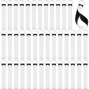 Frienda 40 Pieces Sublimation Blanks Wristlet Keychain DIY Blank Wrist Lanyard Heat Press Transfer Neoprene Wristlet Keychain Wrist Lanyard Keychain Holder for DIY Crafts Women Girls