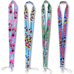 4 Pack Cartoon Neck Lanyard Necklace Phone Straps Key Chain,Neck Lanyard for ID Badge Holder Bags Accessories with Lobster Clasps