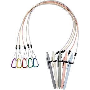 Lewtemi 5 Sets 24 Inch Pen Leash for Clipboard Lanyard Holder Pen Silicone Ring Buckle for Office Supplies(Black)