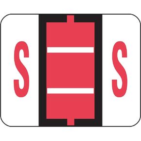 Smead BCCR Bar-Style Color-Coded Alphabetic Label, S, Label Roll, Pink, 500 Labels per Roll, (67089)