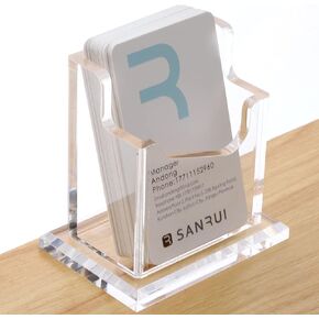 SANRUI Acrylic Business Card Holder for Desk,Vertical Business Card Display Clear Business Card Organizer