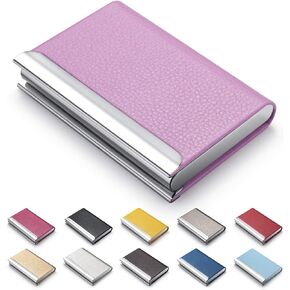 Business Card Holder, Name Multi Cards Case, Rose Red Luxury PU Leather Credit Card ID Case - Protector Business Name Card Holder Slim Metal Wallet Pocket Holder Case for Women & Men