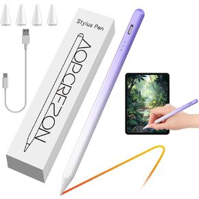 قلم ستايلس لجهاز iPad، قلم شحن سريع لحساسية إمالة النخيل يعمل فقط لعام 2018 أو أحدث iPad 10/9/8/7/6th Gen، Pro 12.9&11"، Mini 6/5، Air 5th/4th/3rd Gen، 4 استبدال المناقير (أرجواني-أبيض) in Kuwait