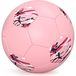 Soccer Ball Size 4, Kids Soccer Balls for Youth Girls Boys Child Teen Age 4-8 8-12 Outdoor Training Gift with Pump(Camouflage Pink)