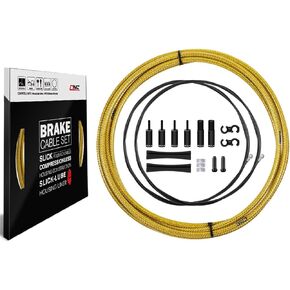 CNC Road Bike Brake Cable Kit,Universal Brake Cable Housing Coated Braided & Teflon Inner line for Bicycle Road Bike（Black/Gold/Silver/Titanium Silver）
