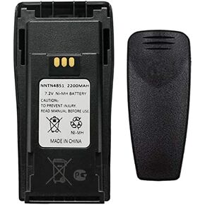 Nozza NNTN4851 NNTN4851A NNTN4496 NNTN4497AR NNTN4970A 7.2V 2200mAh Ni-MH Two-Way Radio Battery Replacement for Motorola CP040 CP140 CP150 CP160 CP180 CP200 PR400 EP450+Belt Clip