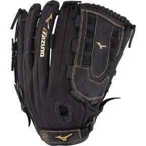 Mizuno unisex adult 14" Premier Series Slowpitch Softball Glove 14 , Black/Gold Tartan U web, US