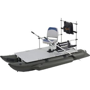 AQUOS Heavy-Duty for One Series FM 10.2 ft Plus Inflatable Fishing Pontoon Boat with Guard Bar, Folding Seat for One Person Fishing in Freshwater and Saltwater