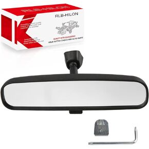 RLB-HILON 9.5" Rear View Mirror, Universal Fit Type, Compatible with Jeep Wrangler Kia Optima Soul Sorento Nissan Rogue Altima Toyota Corolla Camry Tacoma RAV4 Ford F150 Focus Honda Civic And More