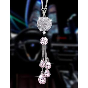 Bling Car Accessories for Women and Man,Cute Decor Women,Lucky Crystal Sun Catcher Ornament,Rear View Mirror Ball Charm (30 mm Clear) (White) in Kuwait
