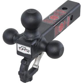 TOPTOW 64011 Trailer Tri Ball Hitch Mount with Beast Hook Matte Black Fits for 2 inch Receiver Towing Box