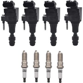 Ignition Coil Pack Iridium Spark Plug UF491 Set of 4 Compatible with Buick Chevrolet Pontiac Saturn Regal Cobalt Equinox HHR Malibu 2.0L 2.4