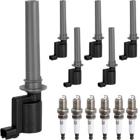 Ignition Coil Pack & Spark Plugs Compatible with 3.0L V6 2001-2008 Ford Escape, Mazda Tribute, 05-07 Ford 500 Freestyles, 01-04 Ford Taurus, 05-07 Mercury Mariner Montego, Mercury Sable, FD502
