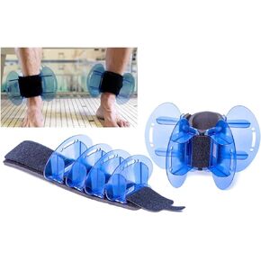 Aqualogix High Resistance Hybrid Aquatic Training Fin Set - Blue | Aquatic Cuffs | Quick Start Guide | Leg Water Weights | Strength & Swim Training | Pair (HRPCFIN)