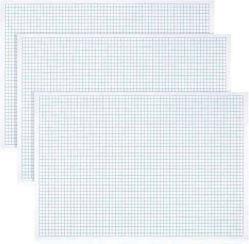 Teling 3 وسادات ورق رسم بياني مخطط 17 بوصة × 11 بوصة، 50 ورقة لكل لوحة لوحة ورق شبكية 100 جرام في المتر المربع ورقة هندسة صياغة مع وسادة للمهندس المعماري ورسام الرياضيات in Kuwait