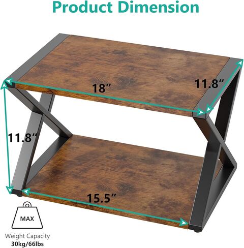 حامل طابعة WALI للمكتب، منظم سطح المكتب لرف تخزين الطابعة من الخشب الصلب بطبقتين لجهاز الفاكس والماسح الضوئي والناسخة والملفات والكتب (PTS002-B) in Kuwait