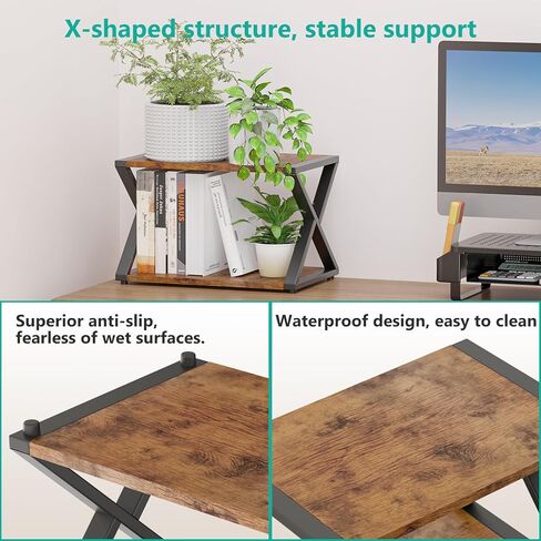 حامل طابعة WALI للمكتب، منظم سطح المكتب لرف تخزين الطابعة من الخشب الصلب بطبقتين لجهاز الفاكس والماسح الضوئي والناسخة والملفات والكتب (PTS002-B) in Kuwait