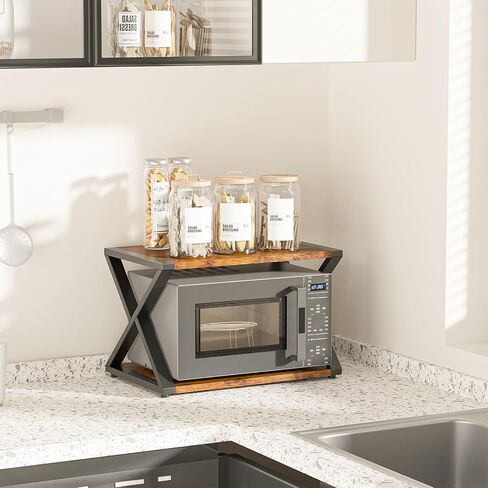 حامل طابعة WALI للمكتب، منظم سطح المكتب لرف تخزين الطابعة من الخشب الصلب بطبقتين لجهاز الفاكس والماسح الضوئي والناسخة والملفات والكتب (PTS002-B) in Kuwait