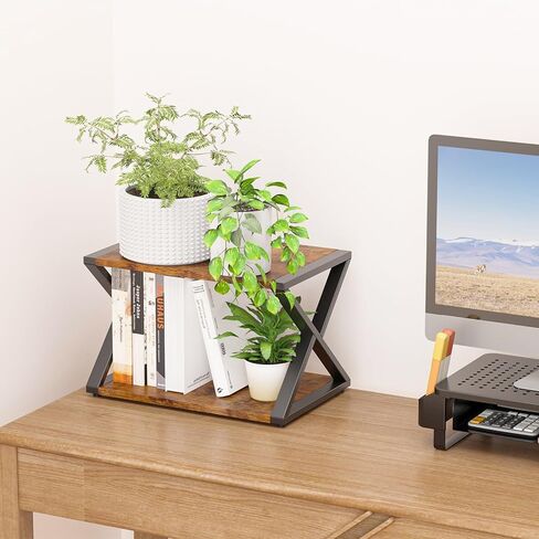 حامل طابعة WALI للمكتب، منظم سطح المكتب لرف تخزين الطابعة من الخشب الصلب بطبقتين لجهاز الفاكس والماسح الضوئي والناسخة والملفات والكتب (PTS002-B) in Kuwait