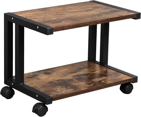 عربة دوارة للطابعة من OROPY Vintage ذات طبقتين، رف حامل للطابعة المحمولة مع عجلات لجهاز الفاكس والناسخة والماسح الضوئي - تحت أو بجانب التخزين المكتبي in Kuwait