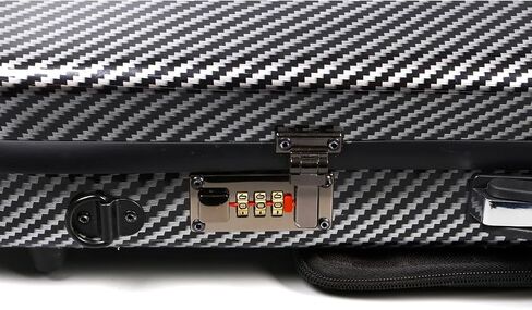 Violin Case 4/4 full size Carbon fiber Oblong Hard shell Rectangle violin case Soft padding with Backstraps &Music Sheet Bag (Black) in Saudi Arabia