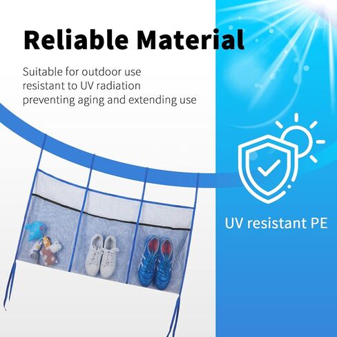 Sweetude 3 Pouch Ultimate Trampoline Shoe Storage Durable UV Resistant PE Bags for Most Trampoline, 19.7 x 13.8 Inch Each Compartment, Blue in Saudi Arabia