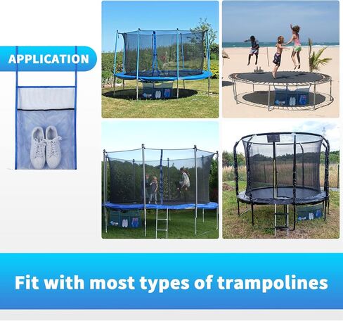 Sweetude 3 Pouch Ultimate Trampoline Shoe Storage Durable UV Resistant PE Bags for Most Trampoline, 19.7 x 13.8 Inch Each Compartment, Blue in Saudi Arabia