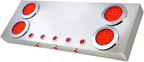 لوحة إضاءة مركزية خلفية من الفولاذ المقاوم للصدأ GG Grand General 91311 مع مصابيح LED حمراء/شفافة مقاس 4 و1 بوصة in Kuwait