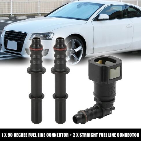 X AUTOHAUX 3pcs Car Fuel Line Hose Pipe Quick Release Plastic Connect Connector 7.89mm ID6 Straight 90 Degree Bent in Saudi Arabia