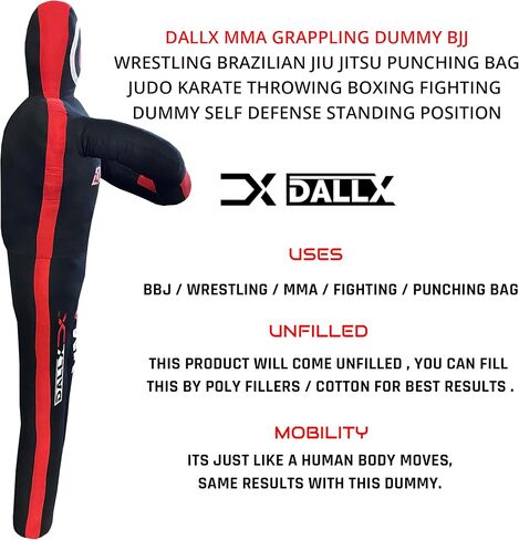 DALLX MMA دمية التصارع BBJ المصارعة البرازيلية جيو جيتسو كيس اللكم الجودو الكاراتيه رمي الملاكمة دمية القتال الدفاع عن النفس الوضعية الدائمة - غير مملوءة in Saudi Arabia