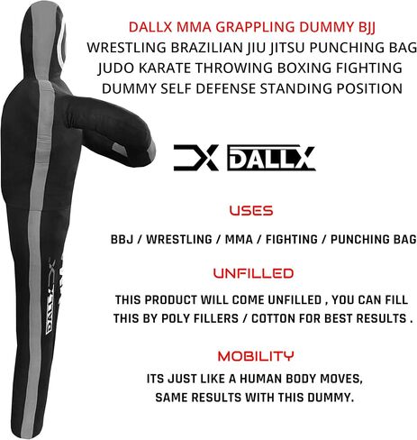 DALLX MMA دمية التصارع BBJ المصارعة البرازيلية جيو جيتسو كيس اللكم الجودو الكاراتيه رمي الملاكمة دمية القتال الدفاع عن النفس الوضعية الدائمة - غير مملوءة in Saudi Arabia