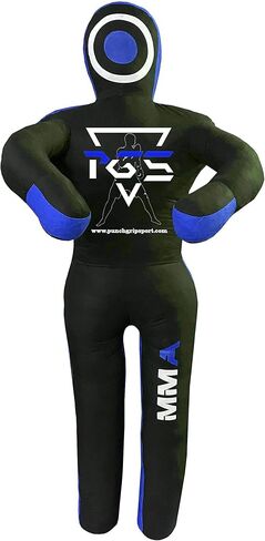 MMA Grappling Dummy Brazilian JIU Jitsu BJJ Punching Bag for Self Defense Wrestling Judo Karate Boxing Throwing Submission Standing Position - UNFILLED (Black Blue, 47 Inch) in Saudi Arabia