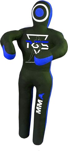 MMA Grappling Dummy Brazilian JIU Jitsu BJJ Punching Bag for Self Defense Wrestling Judo Karate Boxing Throwing Submission Standing Position - UNFILLED (Black Blue, 47 Inch) in Saudi Arabia
