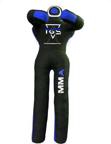 MMA Grappling Dummy Brazilian JIU Jitsu BJJ Punching Bag for Self Defense Wrestling Judo Karate Boxing Throwing Submission Standing Position - UNFILLED (Black Blue, 47 Inch) in Saudi Arabia