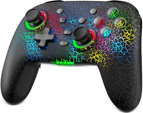 وحدة تحكم Joso Switch، وحدة تحكم لاسلكية متوافقة مع Switch/PS4/iOS/Android/PC مع ضوء RGB، اهتزاز مزدوج/6 محاور جيروسكوبية/برمجة ماكرو/Turbo، لوحة ألعاب لأجهزة Android/iPhone in Saudi Arabia