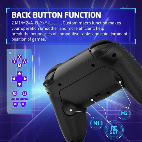 وحدة تحكم Joso Switch، وحدة تحكم لاسلكية متوافقة مع Switch/PS4/iOS/Android/PC مع ضوء RGB، اهتزاز مزدوج/6 محاور جيروسكوبية/برمجة ماكرو/Turbo، لوحة ألعاب لأجهزة Android/iPhone in Saudi Arabia
