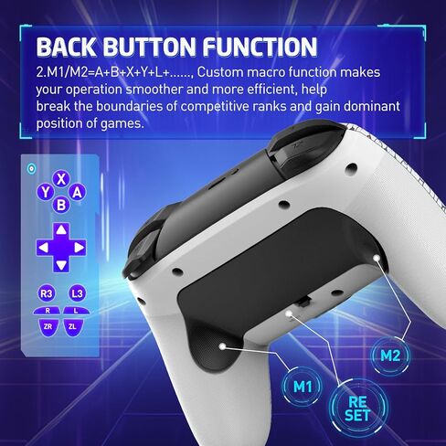 وحدة تحكم Joso Switch، وحدة تحكم لاسلكية متوافقة مع Switch/PS4/iOS/Android/PC مع ضوء RGB، اهتزاز مزدوج/6 محاور جيروسكوبية/برمجة ماكرو/Turbo، لوحة ألعاب لأجهزة Android/iPhone in Saudi Arabia