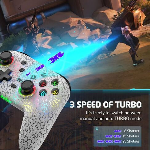 وحدة تحكم Joso Switch، وحدة تحكم لاسلكية متوافقة مع Switch/PS4/iOS/Android/PC مع ضوء RGB، اهتزاز مزدوج/6 محاور جيروسكوبية/برمجة ماكرو/Turbo، لوحة ألعاب لأجهزة Android/iPhone in Saudi Arabia