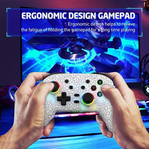 وحدة تحكم Joso Switch، وحدة تحكم لاسلكية متوافقة مع Switch/PS4/iOS/Android/PC مع ضوء RGB، اهتزاز مزدوج/6 محاور جيروسكوبية/برمجة ماكرو/Turbo، لوحة ألعاب لأجهزة Android/iPhone in Saudi Arabia