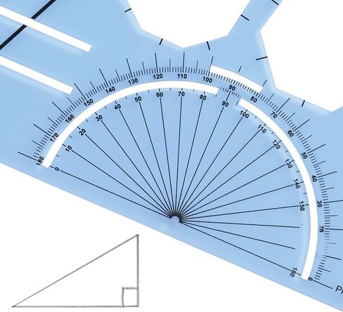 قالب هندسي مميز للتعلم - استنسل هندسي قوي لرسم أشكال ثنائية الأبعاد وقياس الزوايا - يتضمن مسطرة بالإضافة إلى خط أرقام بقيم سلبية in Saudi Arabia