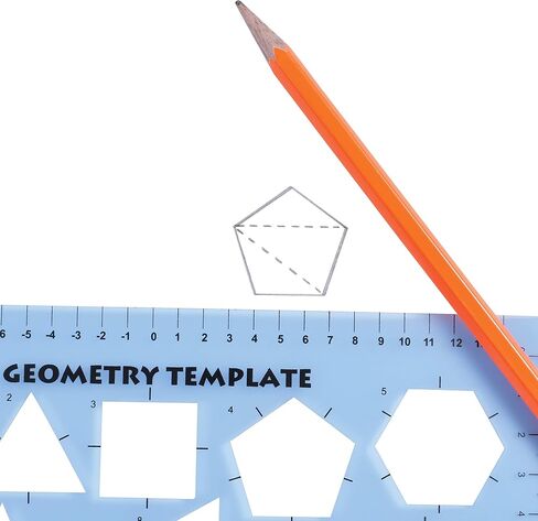 قالب هندسي مميز للتعلم - استنسل هندسي قوي لرسم أشكال ثنائية الأبعاد وقياس الزوايا - يتضمن مسطرة بالإضافة إلى خط أرقام بقيم سلبية in Saudi Arabia