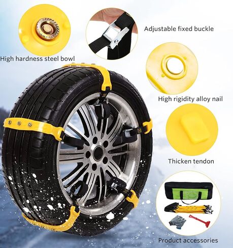 Anti Slip Snow Chains for Car Adjustable Thickening Winter Driving Security Tire Chains Snow Chains Fit for Most Car that Tire Width 7.2-11.6'' 10 Pcs in Saudi Arabia