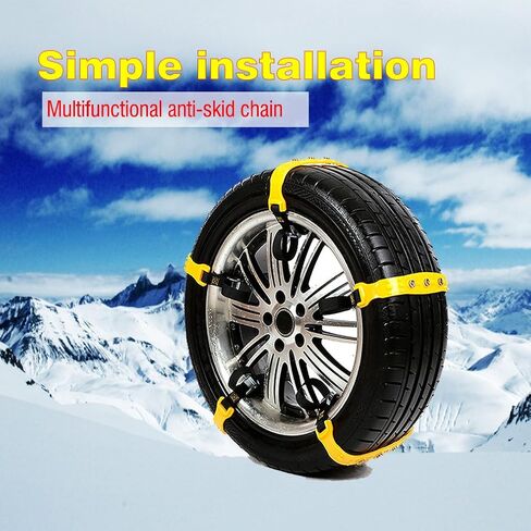 سلاسل سيارات مايبر سنو مضادة للانزلاق وقابلة للتعديل ومضادة للانزلاق في حالات الطوارئ | سلاسل إطارات الثلج لمعظم السيارات/الشاحنات/سيارات الدفع الرباعي/ATV| مجموعة من 10 قطع من سلاسل أحزمة الثلج والطين والثلج in Kuwait