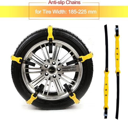 سلاسل سيارات مايبر سنو مضادة للانزلاق وقابلة للتعديل ومضادة للانزلاق في حالات الطوارئ | سلاسل إطارات الثلج لمعظم السيارات/الشاحنات/سيارات الدفع الرباعي/ATV| مجموعة من 10 قطع من سلاسل أحزمة الثلج والطين والثلج in Kuwait