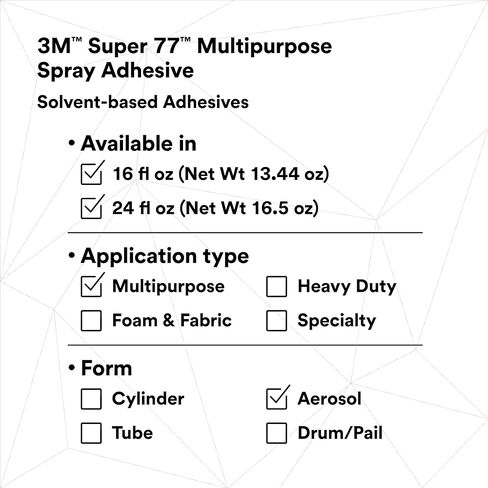 3M Super 77 غراء لاصق دائم متعدد الأغراض، ورق، كرتون، قماش، بلاستيك، معدن، خشب، صافي الوزن 13.44 أونصة in Kuwait
