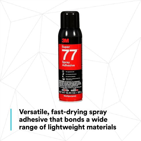 3M Super 77 غراء لاصق دائم متعدد الأغراض، ورق، كرتون، قماش، بلاستيك، معدن، خشب، صافي الوزن 13.44 أونصة in Kuwait