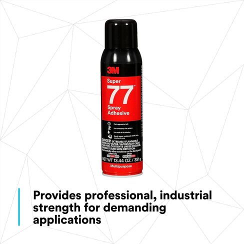 3M Super 77 غراء لاصق دائم متعدد الأغراض، ورق، كرتون، قماش، بلاستيك، معدن، خشب، صافي الوزن 13.44 أونصة in Kuwait